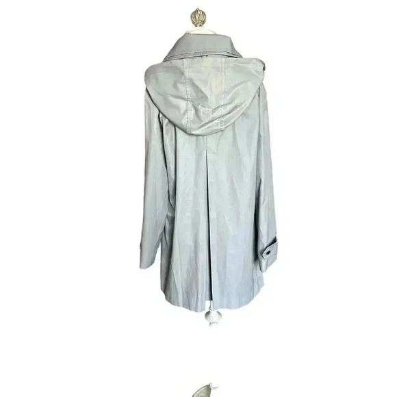 London Fog Women’s Light Gray Single-Breasted Hooded Raincoat Size L - Picture 3 of 10